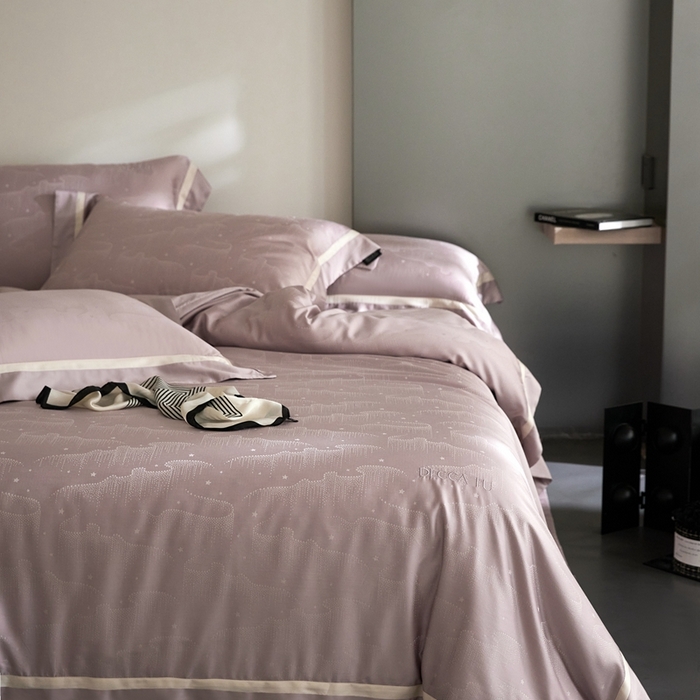 91家纺网 家纺一手货源 找家纺 （总）安莱生活 2024新款60S天丝棉提花四件套三系列（银丝款）--天丝棉铂金星晴系列