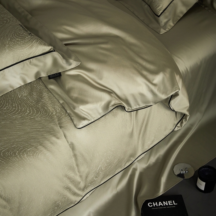 91家纺网 家纺一手货源 找家纺 安莱生活 2024新款60S天丝棉提花四件套三系列（银丝款）--天丝棉铂金商务款 牧云-香辰绿