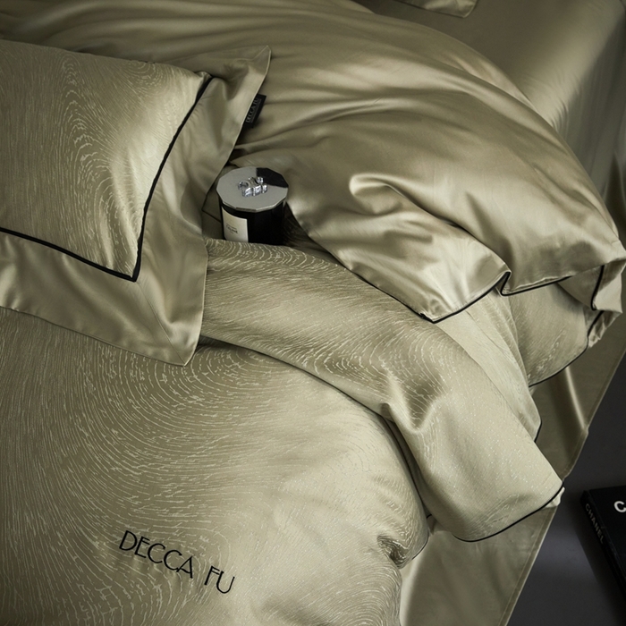 91家纺网 家纺一手货源 找家纺 安莱生活 2024新款60S天丝棉提花四件套三系列（银丝款）--天丝棉铂金商务款 牧云-香辰绿