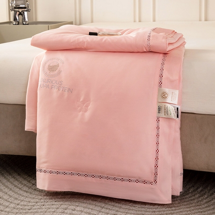 被靠被 2024新款莫代尔蚕蛹蛋白夏被空调被-悠闲时光 悠闲时光-粉