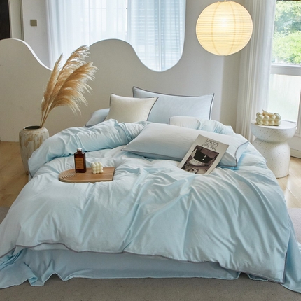 91家纺网 家纺一手货源 找家纺 （总）库里梦家纺 2024网红直播爆款新款小包边工艺A类水洗棉四件套