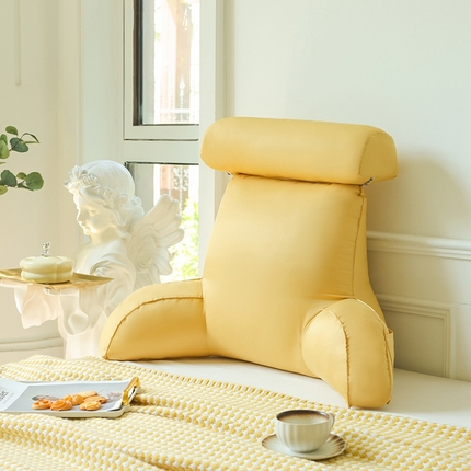 91家纺网 家纺一手货源 找家纺 一兰家纺 2024新款夏凉靠垫冰丝床头靠垫小靠垫护腰靠背可拆洗-夏至系列 夏至-璀璨黄