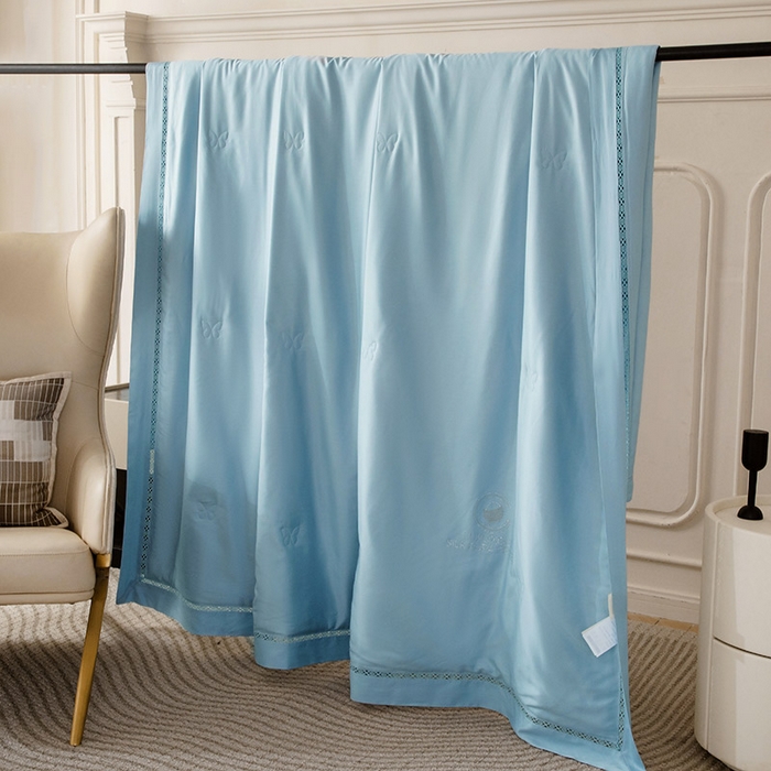 91家纺网 家纺一手货源 找家纺 被靠被 2024新款莫代尔蚕蛹蛋白夏被空调被-悠闲时光 悠闲时光-蓝