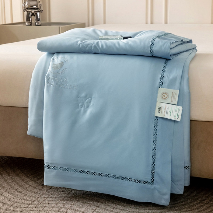 91家纺网 家纺一手货源 找家纺 被靠被 2024新款莫代尔蚕蛹蛋白夏被空调被-悠闲时光 悠闲时光-蓝