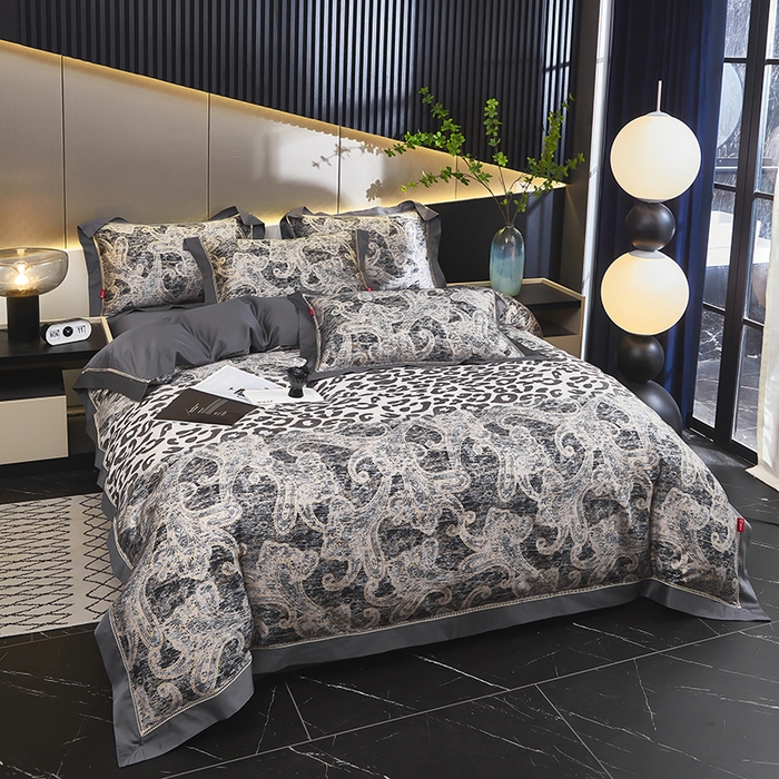 91家纺网 家纺一手货源 找家纺 优姿家纺 2024新款160支长绒棉高端大版四件套 名门时光-灰