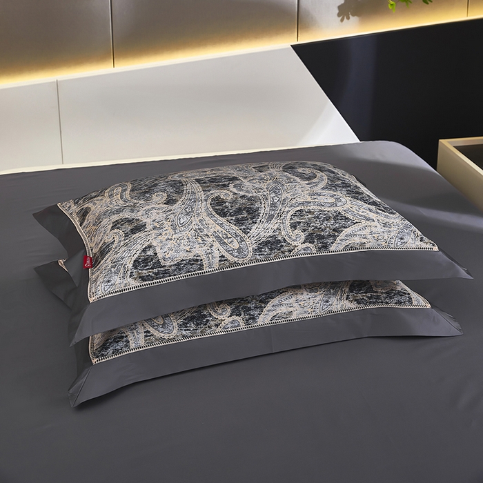 91家纺网 家纺一手货源 找家纺 优姿家纺 2024新款160支长绒棉高端大版四件套 名门时光-灰