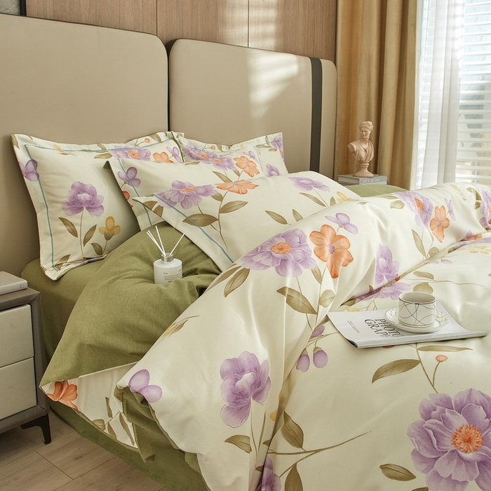 91家纺网 家纺一手货源 找家纺 金纱玉纺家纺 2024新款加厚AB版四件套秋天童话-黄