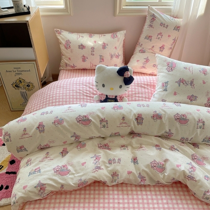 91家纺网 家纺一手货源 找家纺 （总）桃喜 2024新款三丽鸥40支13372全棉四件套-库洛米