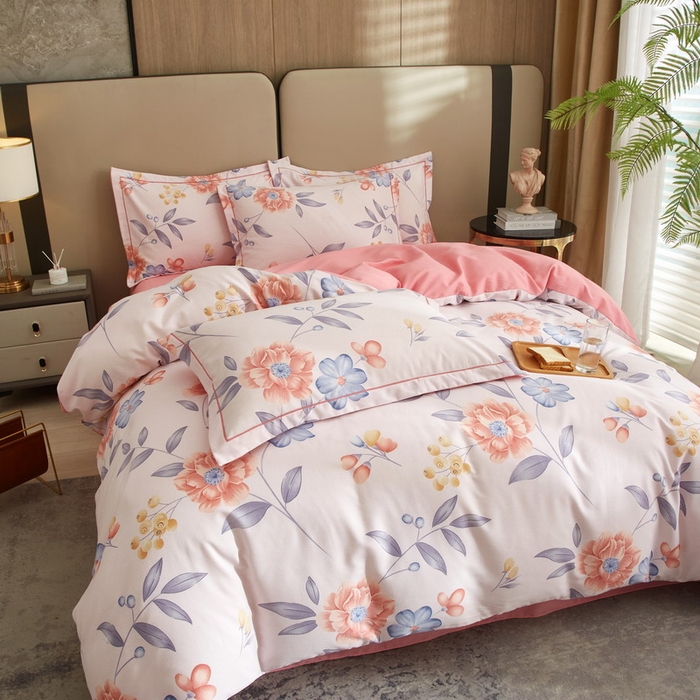 91家纺网 家纺一手货源 找家纺 金纱玉纺家纺 2024新款加厚AB版四件套秋天童话-粉