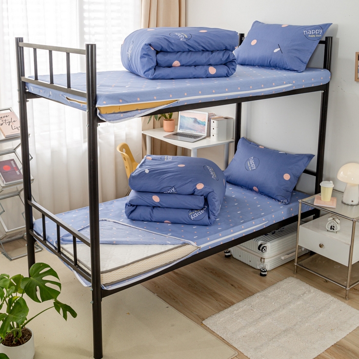 91家纺网 家纺一手货源 找家纺 锦润家纺 2024新款13372床笠床垫套全棉印花三件套遇见-蓝