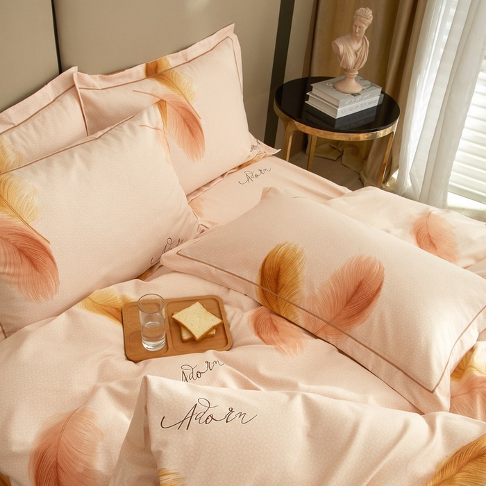 91家纺网 家纺一手货源 找家纺 金纱玉纺家纺 2024新款加厚AB版四件套美吉多-桔