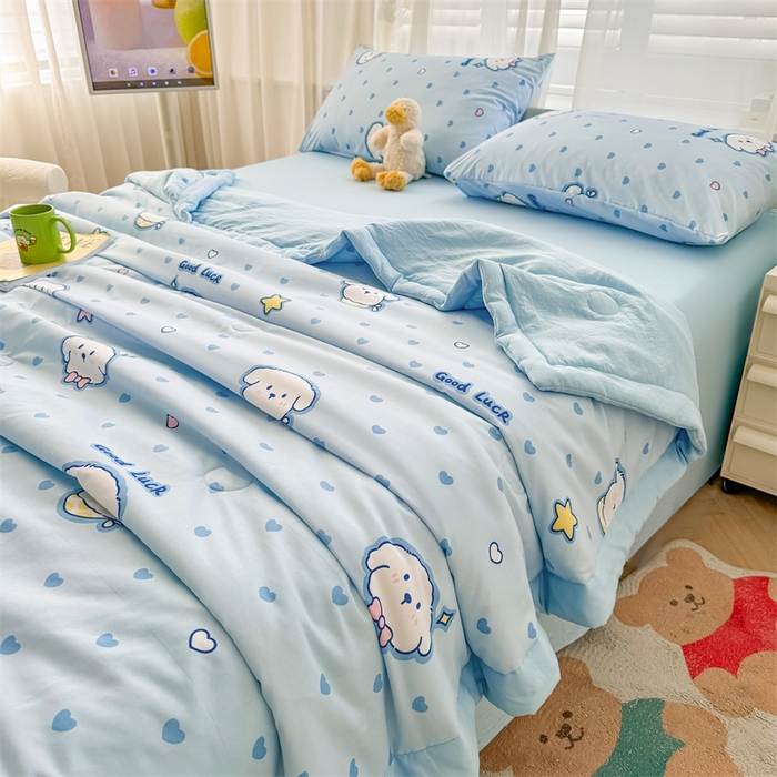 91家纺网 家纺一手货源 找家纺 美梦里 2024新款A类水洗棉棉花夏被 好运狗