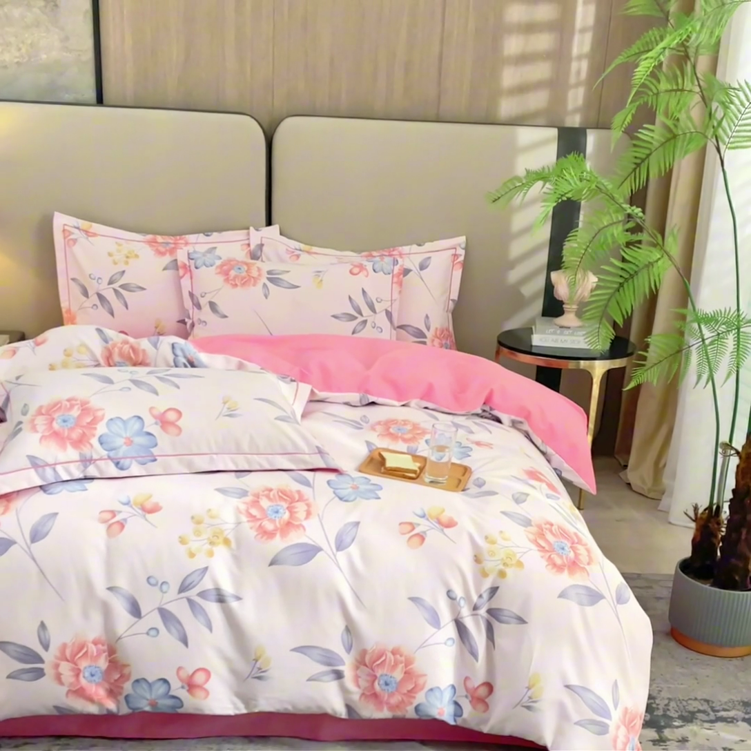 91家纺网 家纺一手货源 找家纺 金纱玉纺家纺 2024新款加厚AB版四件套秋天童话-粉