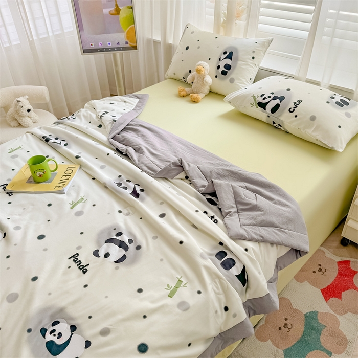 91家纺网 家纺一手货源 找家纺 美梦里 2024新款A类水洗棉棉花夏被 小熊猫