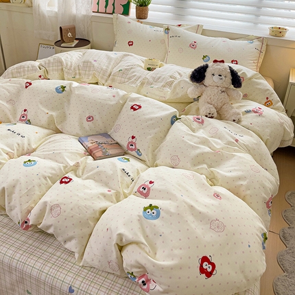 91家纺网 家纺一手货源 找家纺 （总）乐童 2024新款直播爆款13070纯棉印花吊边款一字绣四件套第八波