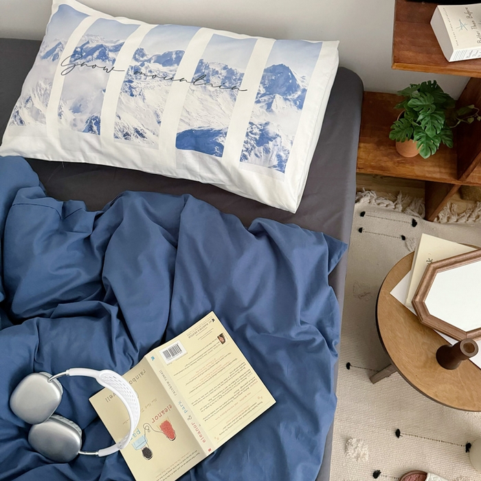 91家纺网 家纺一手货源 找家纺 艾沁 2024新款博主风全棉加密水洗棉四件套 蓝山