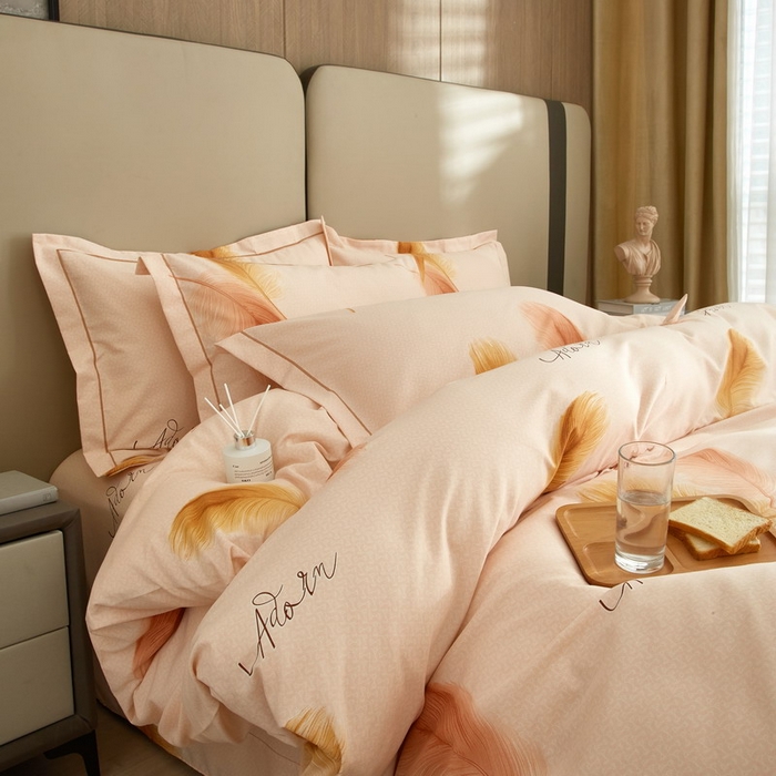 91家纺网 家纺一手货源 找家纺 金纱玉纺家纺 2024新款加厚AB版四件套美吉多-桔