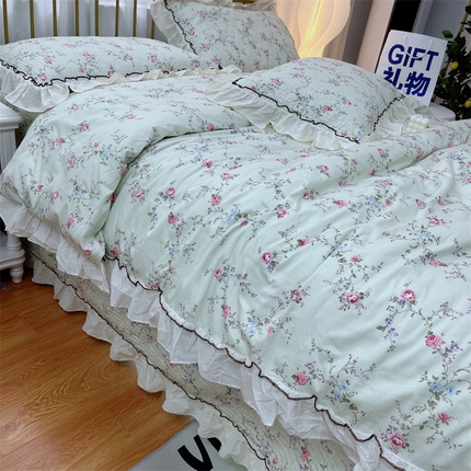 91家纺网 家纺一手货源 找家纺 暖居 2024新款韩系泡泡点棉花砂洗被套砂洗棉花床盖四件套 唯美