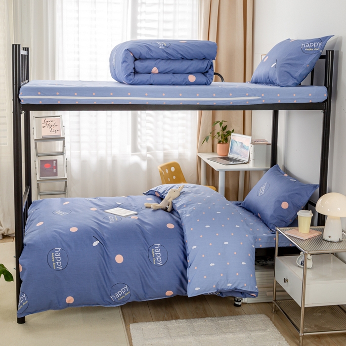 91家纺网 家纺一手货源 找家纺 锦润家纺 2024新款13372床笠床垫套全棉印花三件套遇见-蓝