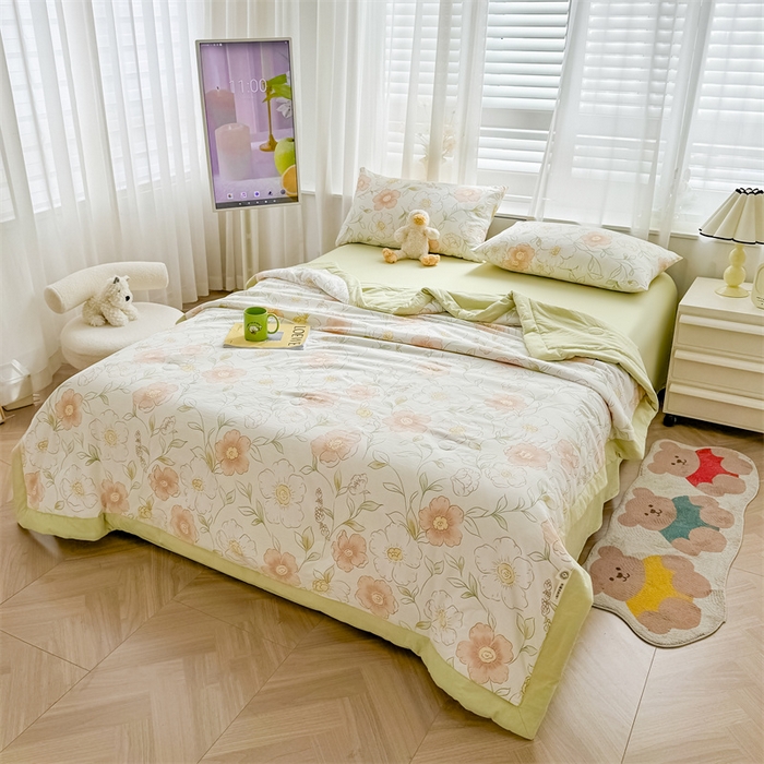 91家纺网 家纺一手货源 找家纺 美梦里 2024新款A类水洗棉棉花夏被 花季