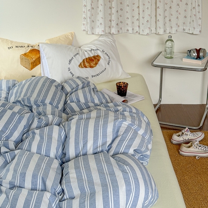 （总）艾沁 2024新款简约风全棉色织水洗棉四件套