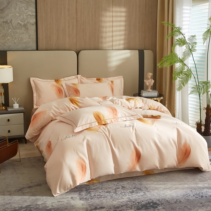 91家纺网 家纺一手货源 找家纺 金纱玉纺家纺 2024新款加厚AB版四件套美吉多-桔