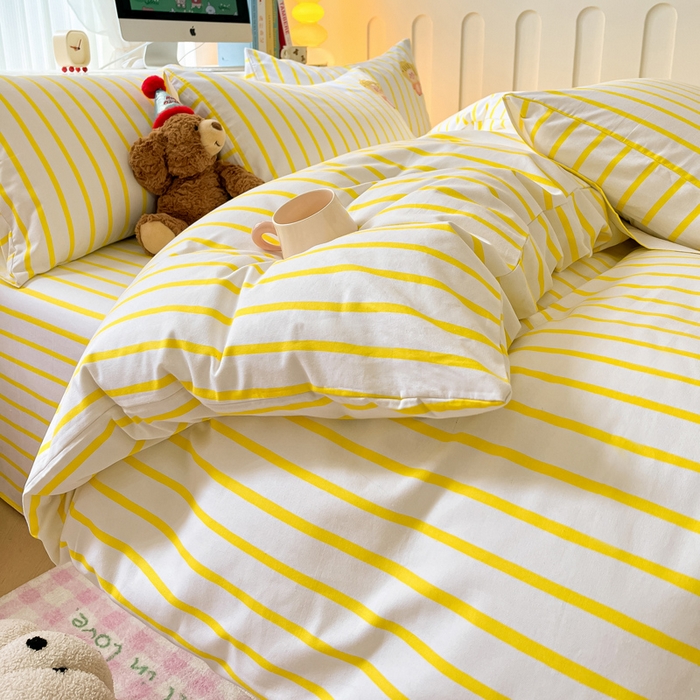 91家纺网 家纺一手货源 找家纺 雅居纺 2024新款全棉绣花老粗布单被套四件套 小海狸黄