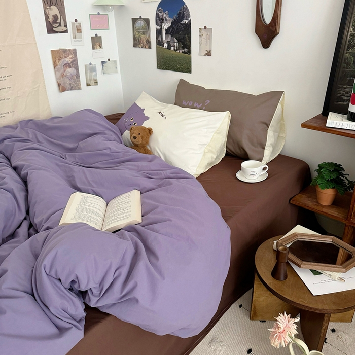 91家纺网 家纺一手货源 找家纺 艾沁 2024新款博主风全棉加密水洗棉四件套 喵～喵