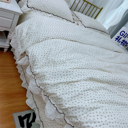 91家纺网 家纺一手货源 找家纺 暖居 2024新款韩系泡泡点棉花砂洗被套砂洗棉花床盖四件套 云熙