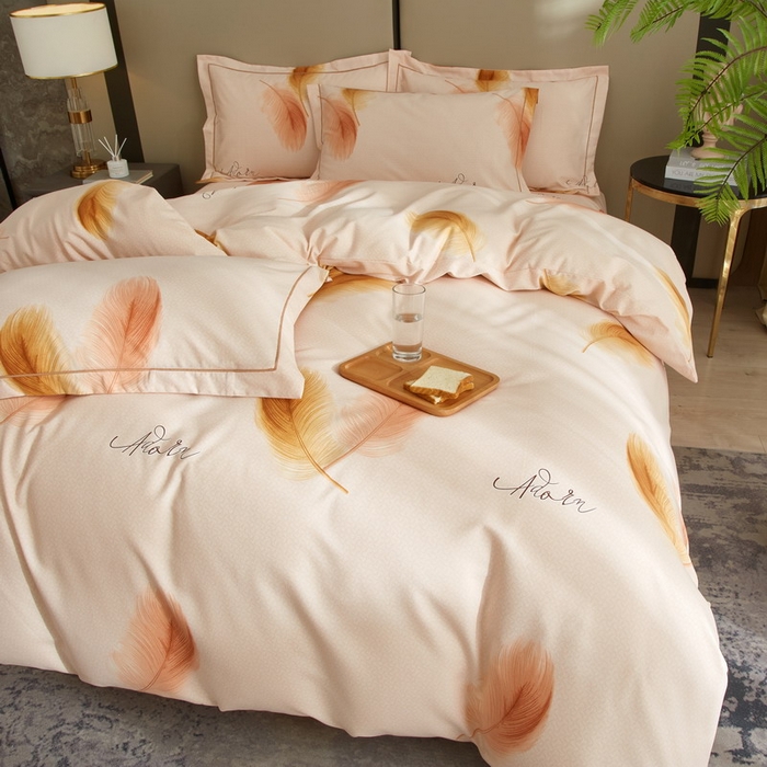 91家纺网 家纺一手货源 找家纺 金纱玉纺家纺 2024新款加厚AB版四件套美吉多-桔