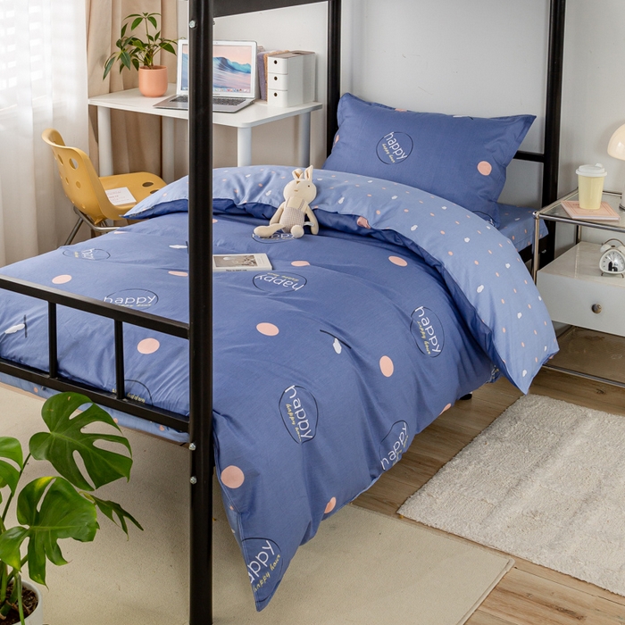 91家纺网 家纺一手货源 找家纺 锦润家纺 2024新款13372床笠床垫套全棉印花三件套遇见-蓝