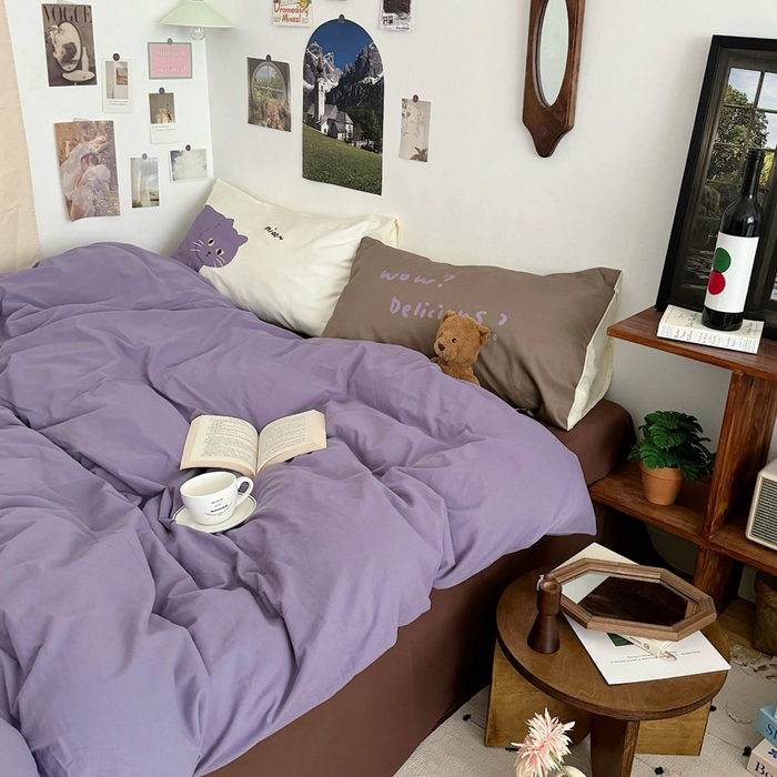 91家纺网 家纺一手货源 找家纺 艾沁 2024新款博主风全棉加密水洗棉四件套 喵～喵