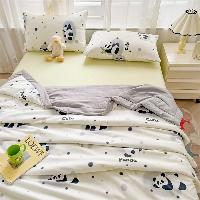 91家纺网 家纺一手货源 找家纺 美梦里 2024新款A类水洗棉棉花夏被 小熊猫