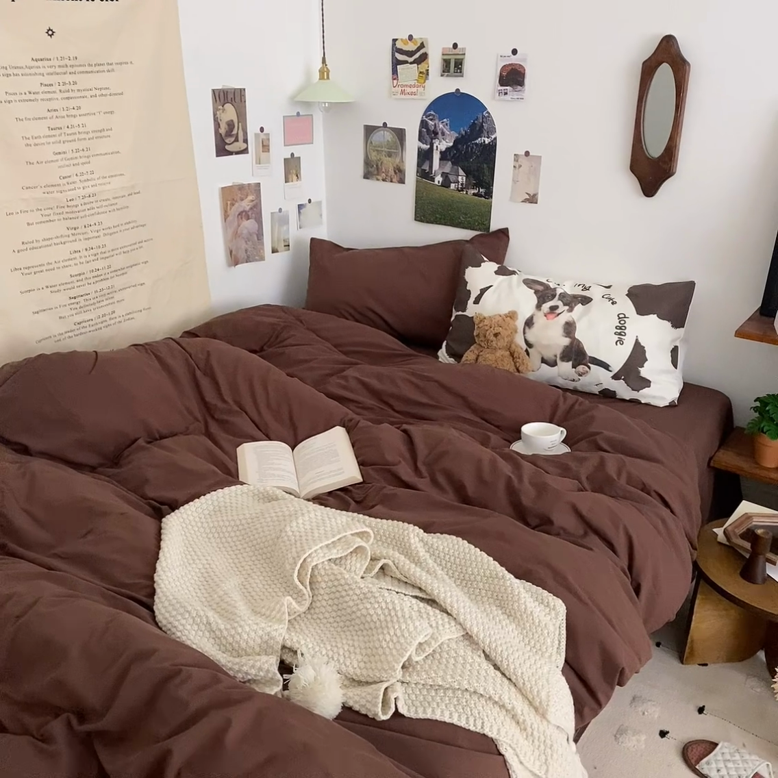 91家纺网 家纺一手货源 找家纺 艾沁 2024新款博主风全棉加密水洗棉四件套 朱古力