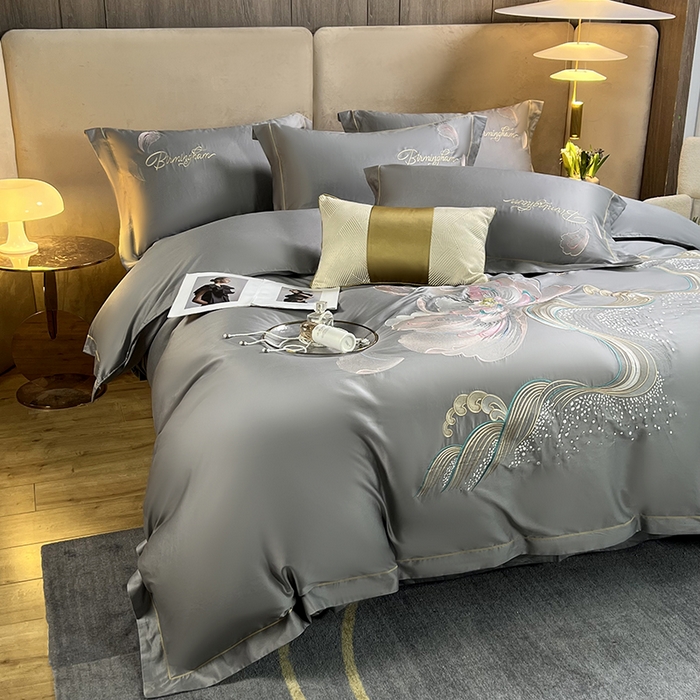 91家纺网 家纺一手货源 找家纺 （总）2025新款140支澳棉纯棉刺绣绣花四件套-简爱