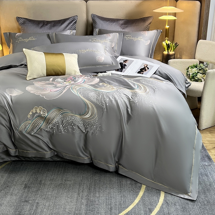 91家纺网 家纺一手货源 找家纺 （总）2025新款140支澳棉纯棉刺绣绣花四件套-简爱