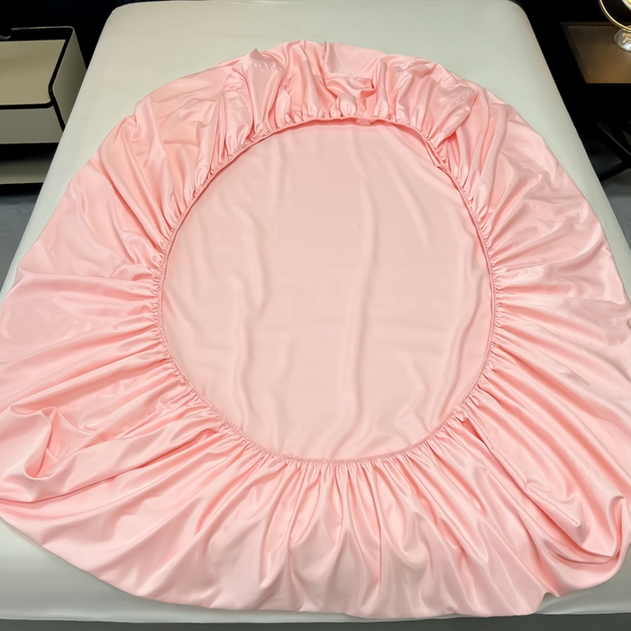 91家纺网 家纺一手货源 找家纺 笠裙家纺 2024新款水洗真丝刺绣床笠系列  柔粉色