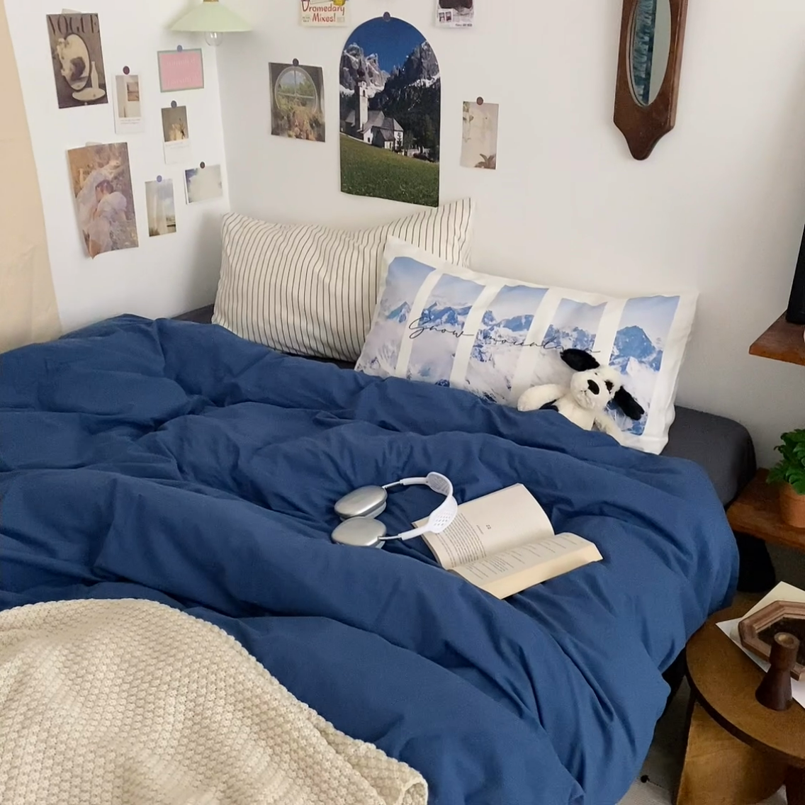 91家纺网 家纺一手货源 找家纺 艾沁 2024新款博主风全棉加密水洗棉四件套 蓝山