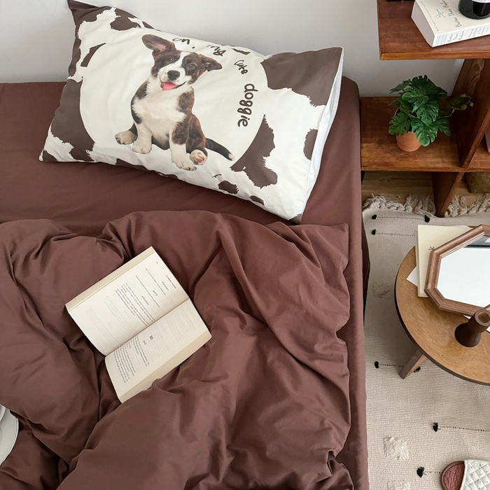 91家纺网 家纺一手货源 找家纺 艾沁 2024新款博主风全棉加密水洗棉四件套 朱古力