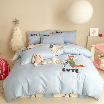 91家纺网 家纺一手货源 找家纺 沐辰 2024新款A类毛巾绣正版迪士尼绣花四件套 朱迪和尼克