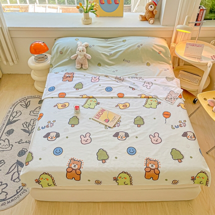 91家纺网 家纺一手货源 找家纺 柒星睡袋 2024新款全棉印花隔脏睡袋旅行睡袋 动物世界