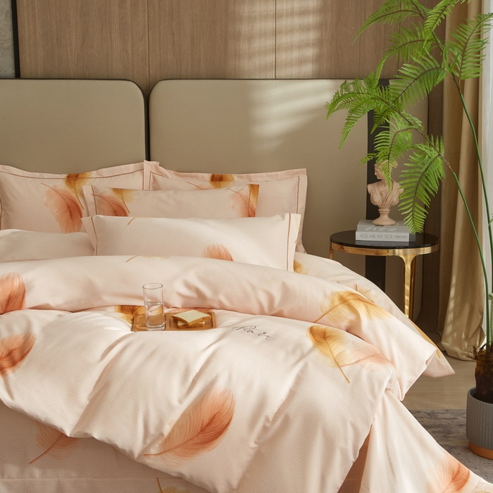 91家纺网 家纺一手货源 找家纺 金纱玉纺家纺 2024新款加厚AB版四件套美吉多-桔