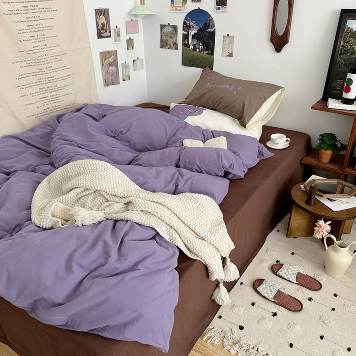 91家纺网 家纺一手货源 找家纺 艾沁 2024新款博主风全棉加密水洗棉四件套 喵～喵