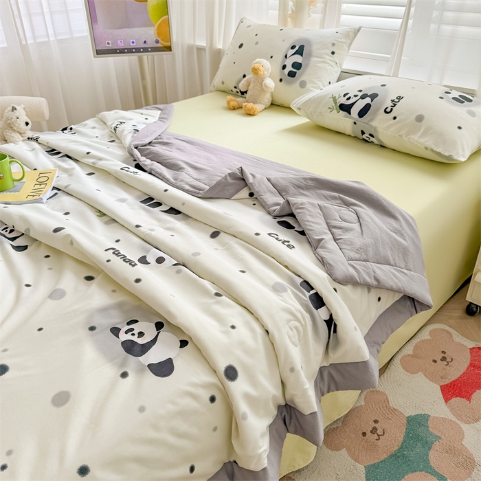 91家纺网 家纺一手货源 找家纺 美梦里 2024新款A类水洗棉棉花夏被 小熊猫