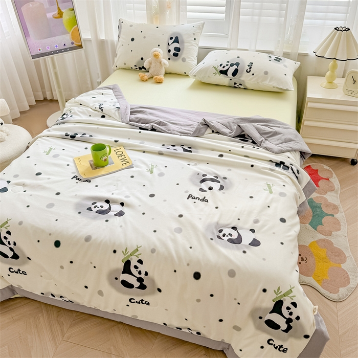 91家纺网 家纺一手货源 找家纺 美梦里 2024新款A类水洗棉棉花夏被 小熊猫