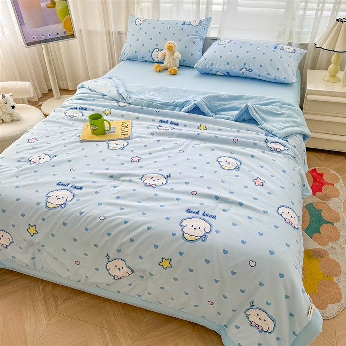 91家纺网 家纺一手货源 找家纺 美梦里 2024新款A类水洗棉棉花夏被 好运狗