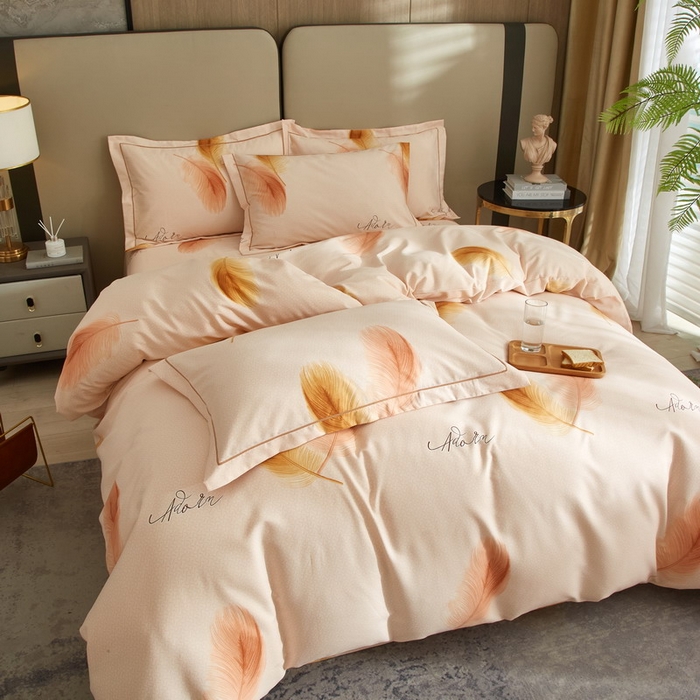 91家纺网 家纺一手货源 找家纺 金纱玉纺家纺 2024新款加厚AB版四件套美吉多-桔