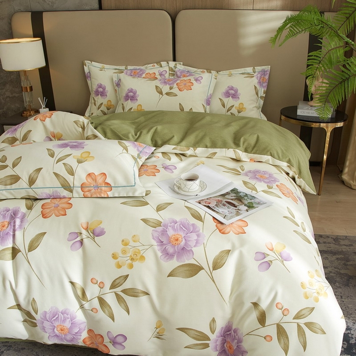 91家纺网 家纺一手货源 找家纺 金纱玉纺家纺 2024新款加厚AB版四件套秋天童话-黄