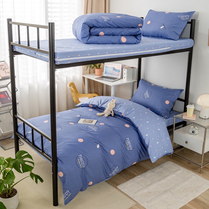 91家纺网 家纺一手货源 找家纺 锦润家纺 2024新款13372床笠床垫套全棉印花三件套遇见-蓝