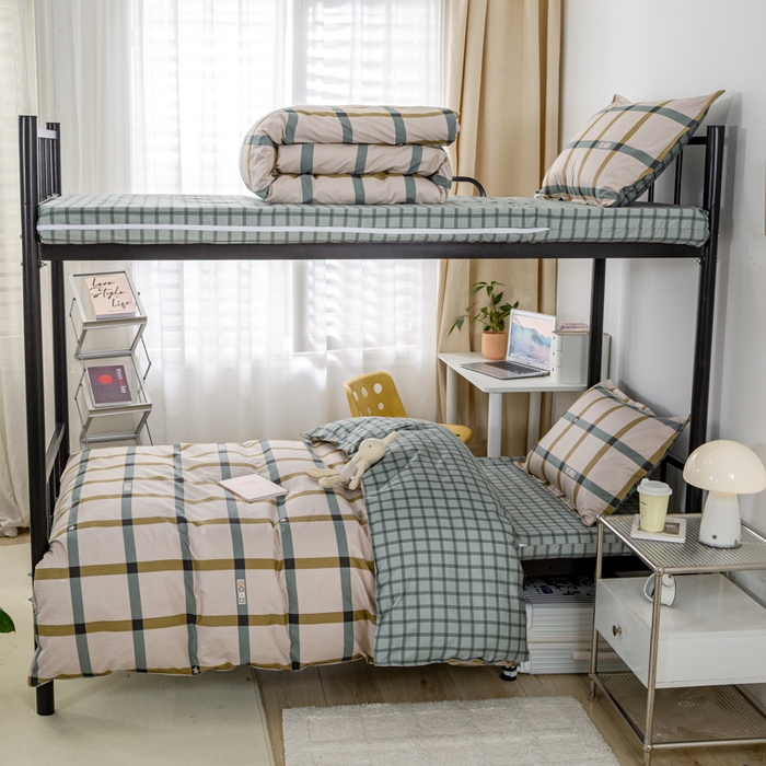 91家纺网 家纺一手货源 找家纺 锦润家纺 2024新款13372床笠床垫套全棉印花三件套星辰-咖